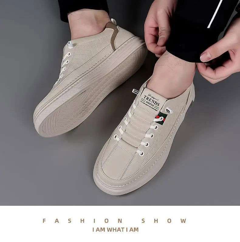 2024 New Trend Spring Men's Shoes Breathable Thin Soft Leather White Shoes Comfortable and Versatile Casual Board Shoes - olympicfangear