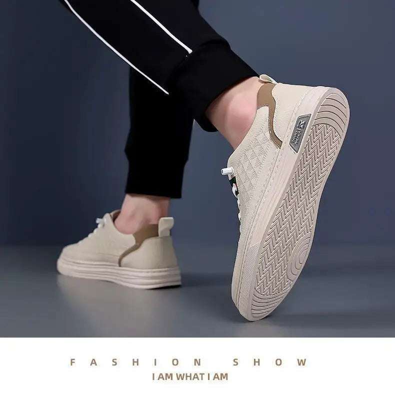 2024 New Trend Spring Men's Shoes Breathable Thin Soft Leather White Shoes Comfortable and Versatile Casual Board Shoes - olympicfangear