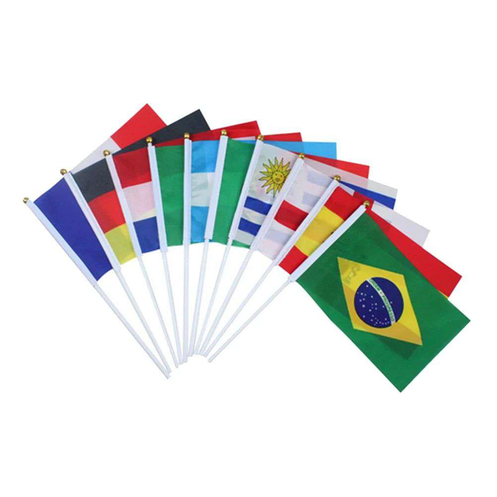 32PCS Hand Held National Flag Stick International World Country Flags Banners for Bar Party Decor Hand waving flag 32 countries - olympicfangear
