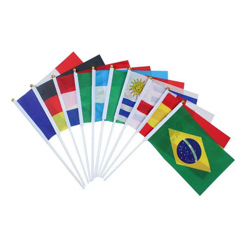 32PCS Hand Held National Flag Stick International World Country Flags Banners for Bar Party Decor Hand waving flag 32 countries - olympicfangear