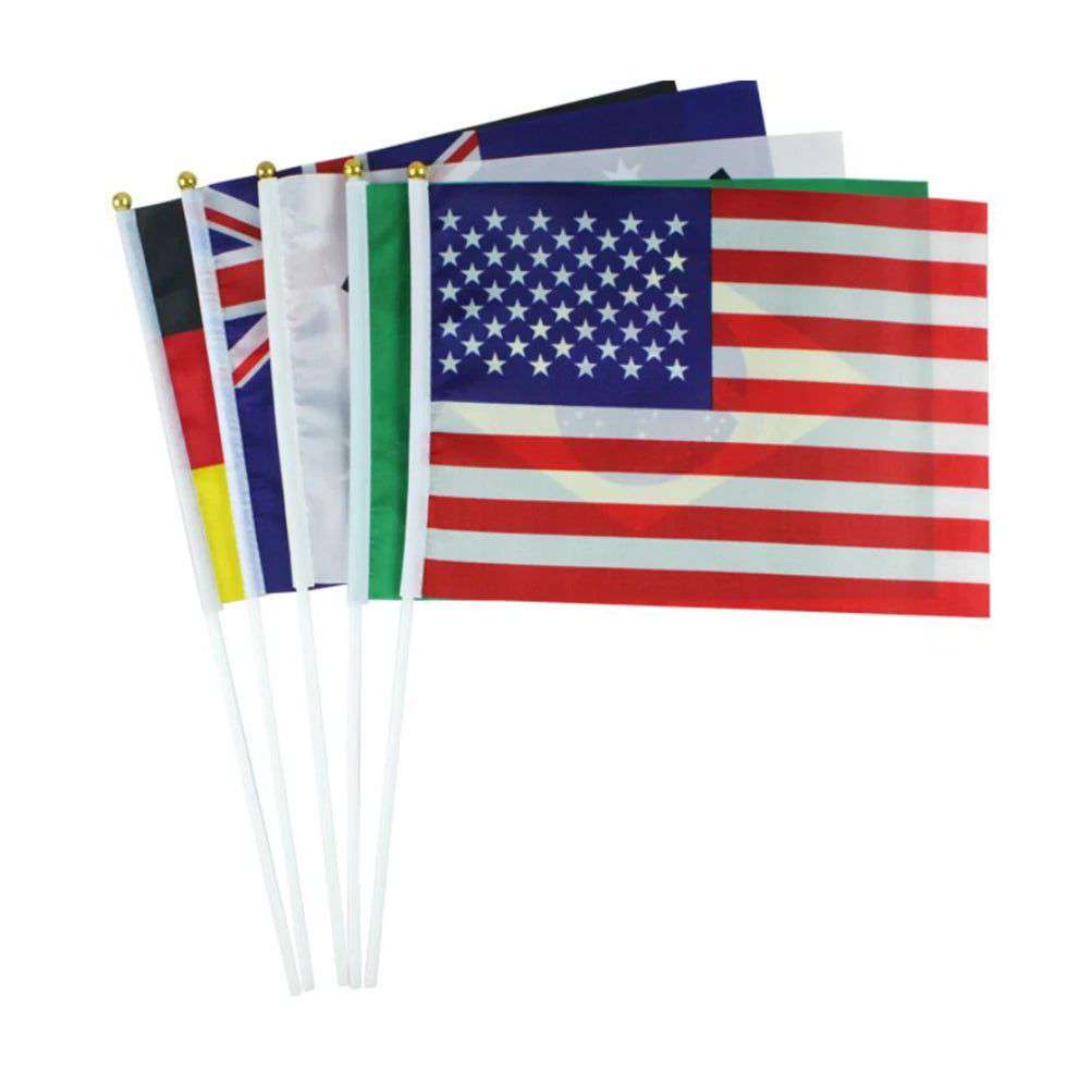 32PCS Hand Held National Flag Stick International World Country Flags Banners for Bar Party Decor Hand waving flag 32 countries - olympicfangear