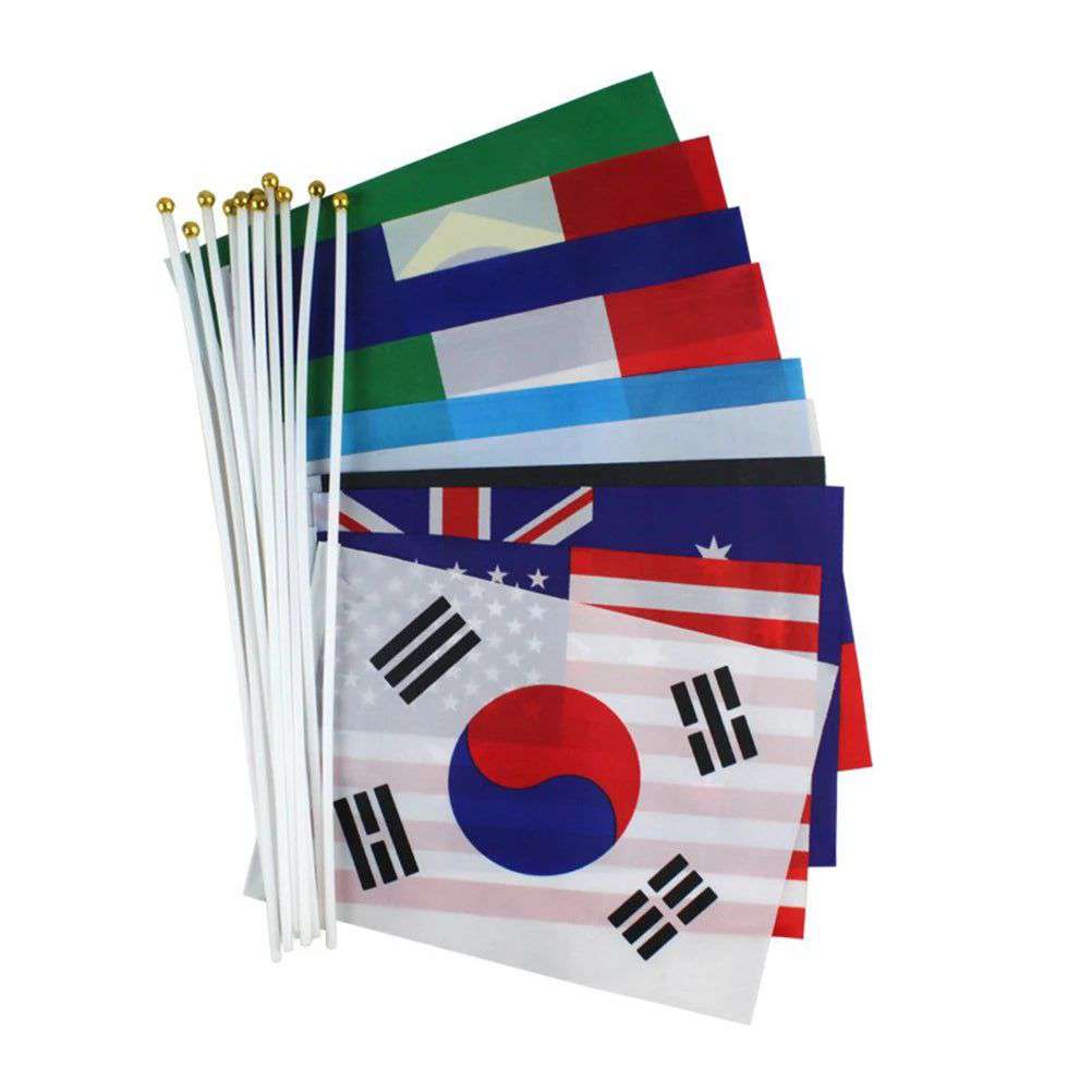 32PCS Hand Held National Flag Stick International World Country Flags Banners for Bar Party Decor Hand waving flag 32 countries - olympicfangear