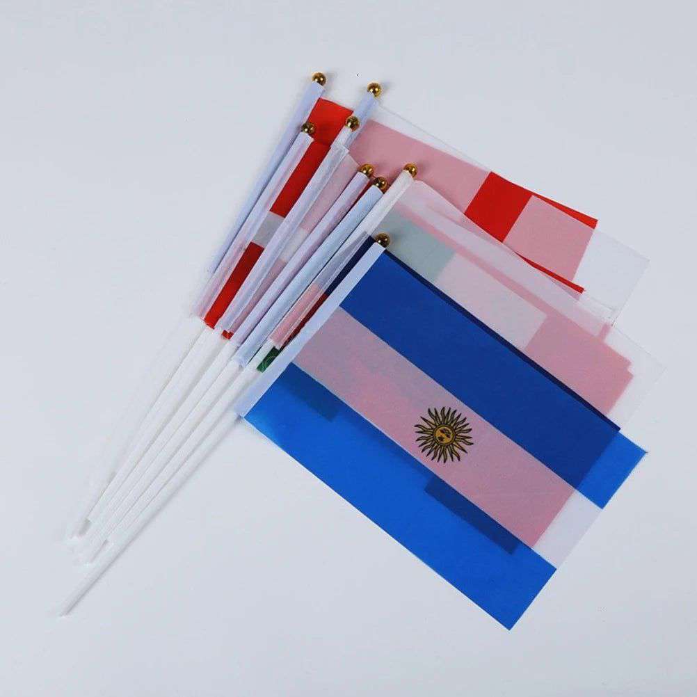 32PCS Hand Held National Flag Stick International World Country Flags Banners for Bar Party Decor Hand waving flag 32 countries - olympicfangear