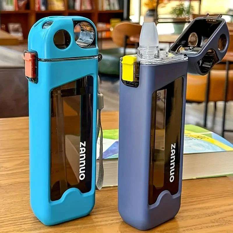 350ml Plastic Water Bottle Leak-proof Square Cup Sports Bottle with Lockable Lid and Measurements for Outdoor Sports Travel Cup - olympicfangear