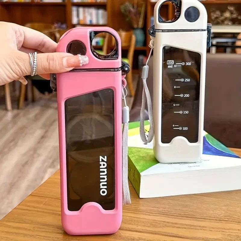 350ml Plastic Water Bottle Leak-proof Square Cup Sports Bottle with Lockable Lid and Measurements for Outdoor Sports Travel Cup - olympicfangear