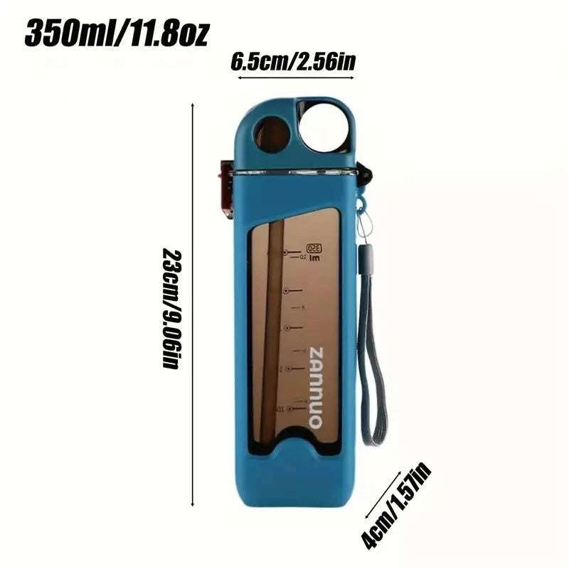 350ml Plastic Water Bottle Leak-proof Square Cup Sports Bottle with Lockable Lid and Measurements for Outdoor Sports Travel Cup - olympicfangear