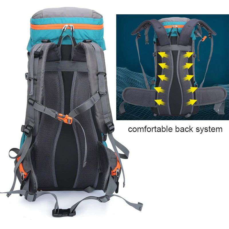 65L Camping Backpack Large Capacity Outdoor Climbing Bag Waterproof Mountaineering Hiking Trekking Sport Bags - olympicfangear