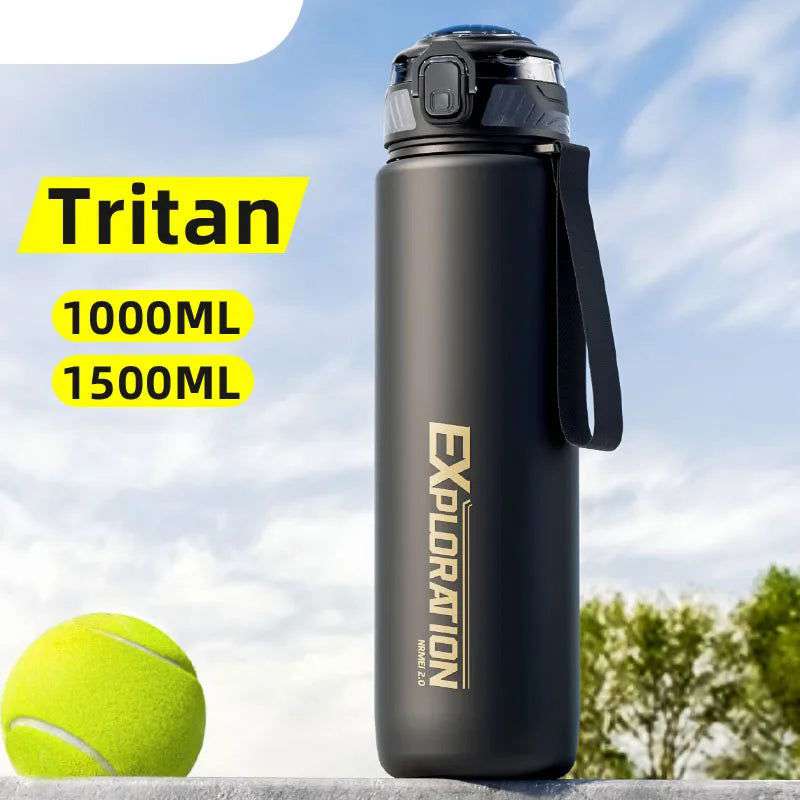 Gradient Color Water Gym Bottle Outdoor Portable Sport Water Bottle Leak-proof Drinking Bottles with Capacity Marker 1000ML - olympicfangear
