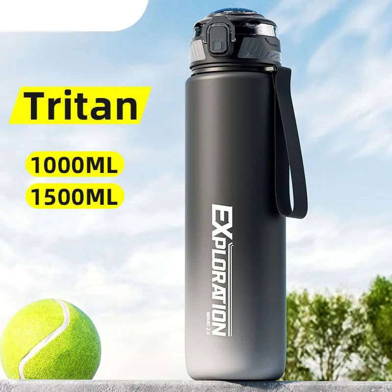 Gradient Color Water Gym Bottle Outdoor Portable Sport Water Bottle Leak-proof Drinking Bottles with Capacity Marker 1000ML - olympicfangear