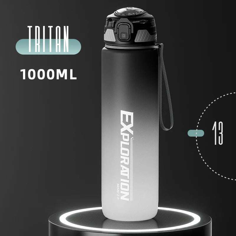 Gradient Color Water Gym Bottle Outdoor Portable Sport Water Bottle Leak-proof Drinking Bottles with Capacity Marker 1000ML - olympicfangear