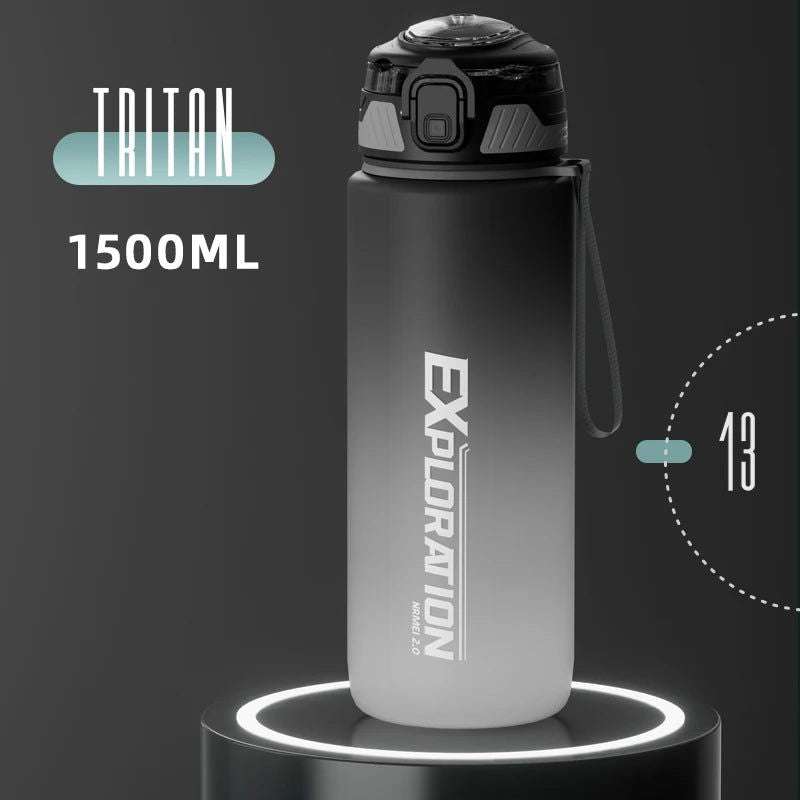 Gradient Color Water Gym Bottle Outdoor Portable Sport Water Bottle Leak-proof Drinking Bottles with Capacity Marker 1000ML - olympicfangear