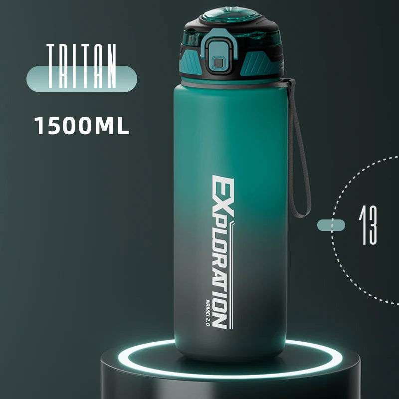 Gradient Color Water Gym Bottle Outdoor Portable Sport Water Bottle Leak-proof Drinking Bottles with Capacity Marker 1000ML - olympicfangear