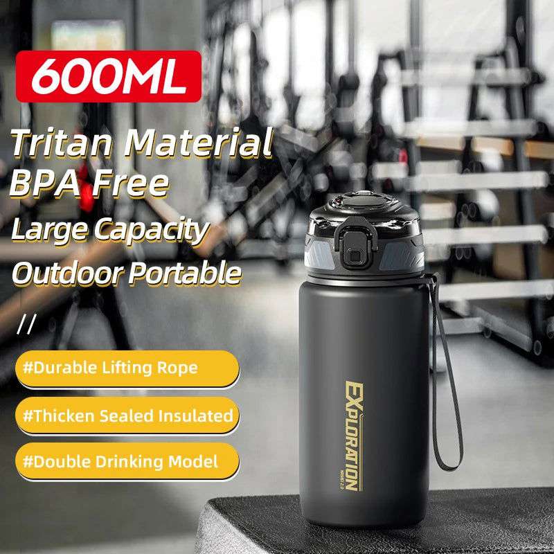 Gradient Color Water Gym Bottle Outdoor Portable Sport Water Bottle Leak-proof Drinking Bottles with Capacity Marker 1000ML - olympicfangear