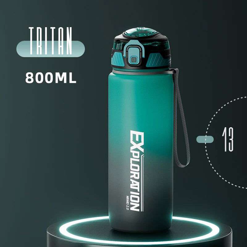 Gradient Color Water Gym Bottle Outdoor Portable Sport Water Bottle Leak-proof Drinking Bottles with Capacity Marker 1000ML - olympicfangear