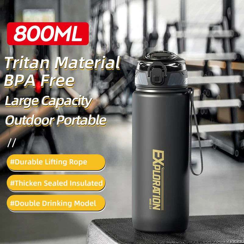 Gradient Color Water Gym Bottle Outdoor Portable Sport Water Bottle Leak-proof Drinking Bottles with Capacity Marker 1000ML - olympicfangear