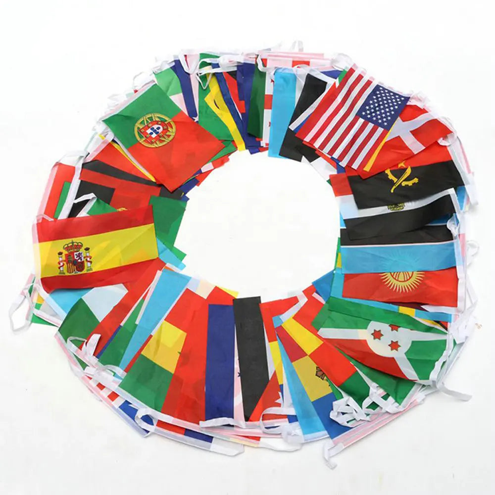 zwjflagshow world bunting flag 14*21cm 20*30cm 100 200PCS Football Soccer National Flag Country World Banner Bunting String Flag