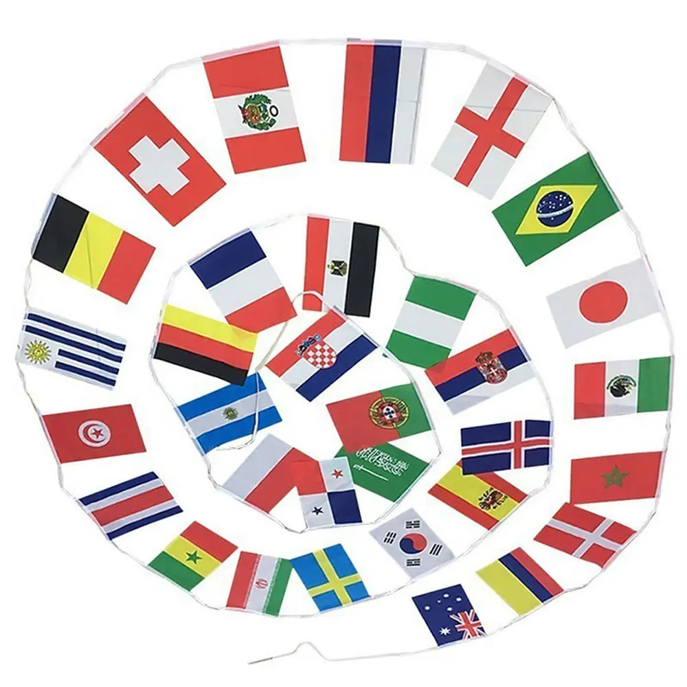 zwjflagshow world bunting flag 14*21cm 20*30cm 100 200PCS Football Soccer National Flag Country World Banner Bunting String Flag