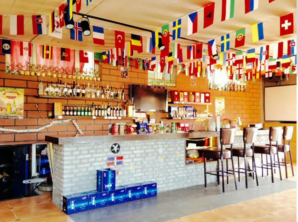 zwjflagshow world bunting flag 14*21cm 20*30cm 100 200PCS Football Soccer National Flag Country World Banner Bunting String Flag