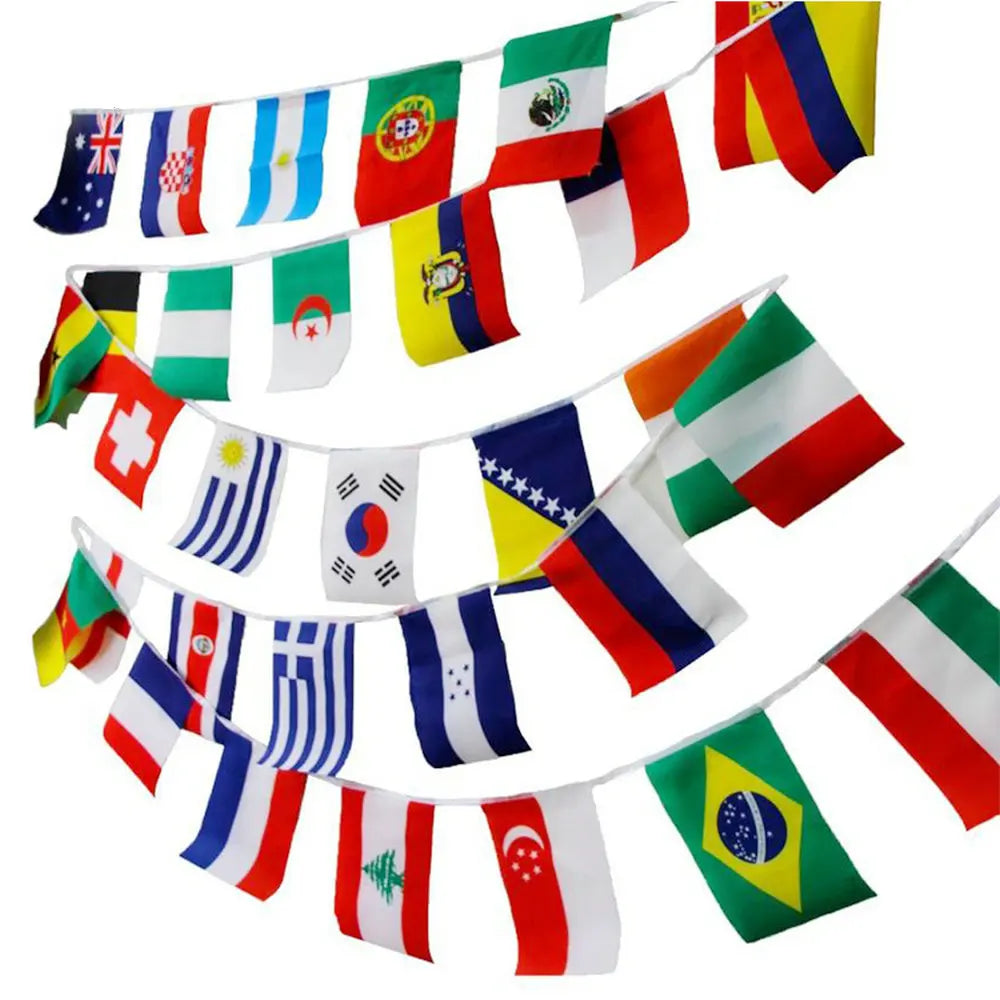 zwjflagshow world bunting flag 14*21cm 20*30cm 100 200PCS Football Soccer National Flag Country World Banner Bunting String Flag