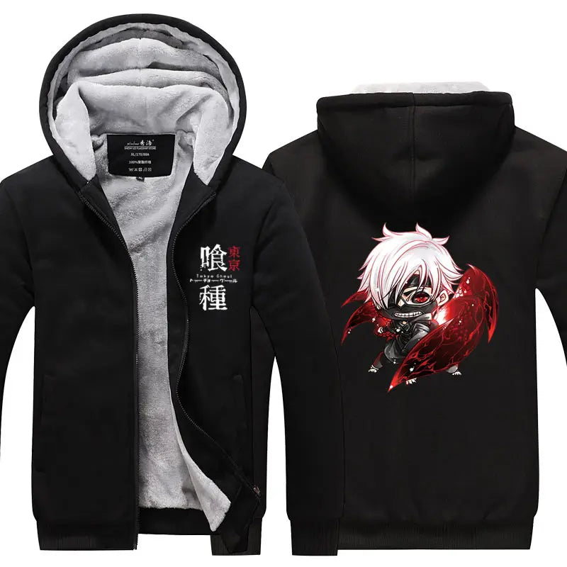 Fans Wear Unisex Winter Tokyo ghouls Printed Hoodie with Pocket Casual Coat Movie Cosplay Costume (color Y) - olympicfangear