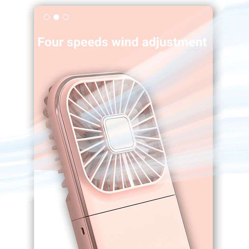 Mini Portable Outdoor Hand Fan Hanging Neck Fan USB Charging 3000mAh Battery Powered 180° Folding Wireless Table Air Cooling Fan - olympicfangear