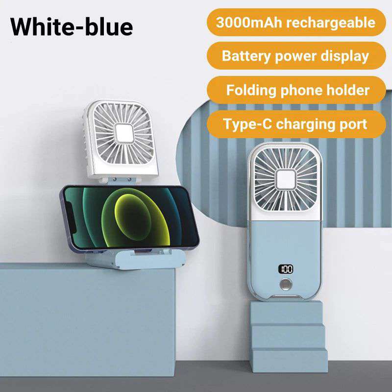 Mini Portable Outdoor Hand Fan Hanging Neck Fan USB Charging 3000mAh Battery Powered 180° Folding Wireless Table Air Cooling Fan - olympicfangear