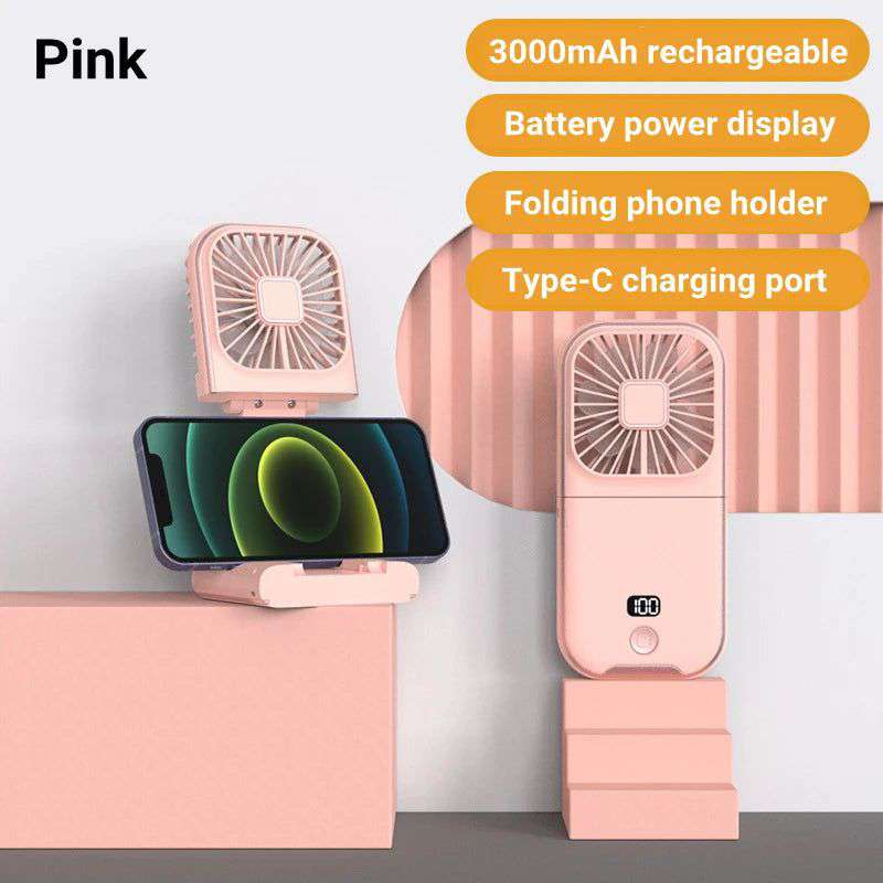 Mini Portable Outdoor Hand Fan Hanging Neck Fan USB Charging 3000mAh Battery Powered 180° Folding Wireless Table Air Cooling Fan - olympicfangear