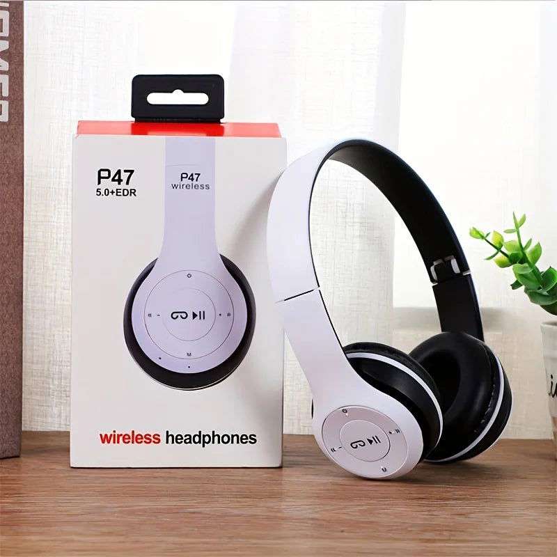P47 Bluetooth 5.0 Wireless Headphone Foldable HIFI Stereo Bass Earphone Kid Helmet Gift With Mic USB Adaptor For iPhone Game - olympicfangear