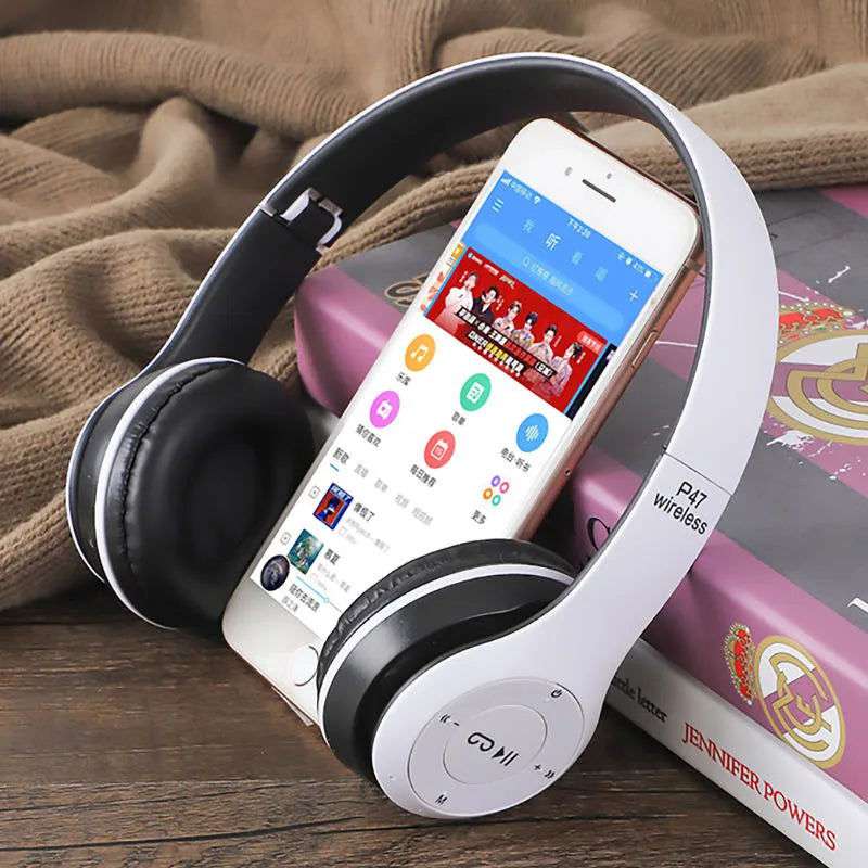 P47 Bluetooth 5.0 Wireless Headphone Foldable HIFI Stereo Bass Earphone Kid Helmet Gift With Mic USB Adaptor For iPhone Game - olympicfangear