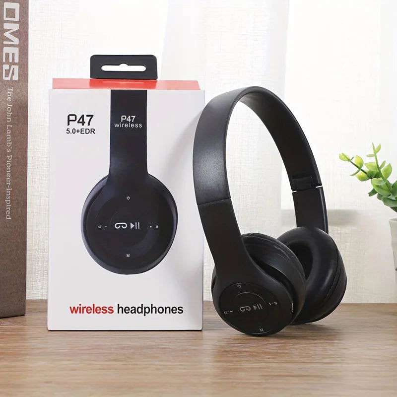 P47 Bluetooth 5.0 Wireless Headphone Foldable HIFI Stereo Bass Earphone Kid Helmet Gift With Mic USB Adaptor For iPhone Game - olympicfangear