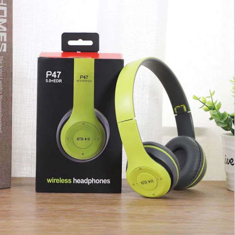 P47 Bluetooth 5.0 Wireless Headphone Foldable HIFI Stereo Bass Earphone Kid Helmet Gift With Mic USB Adaptor For iPhone Game - olympicfangear