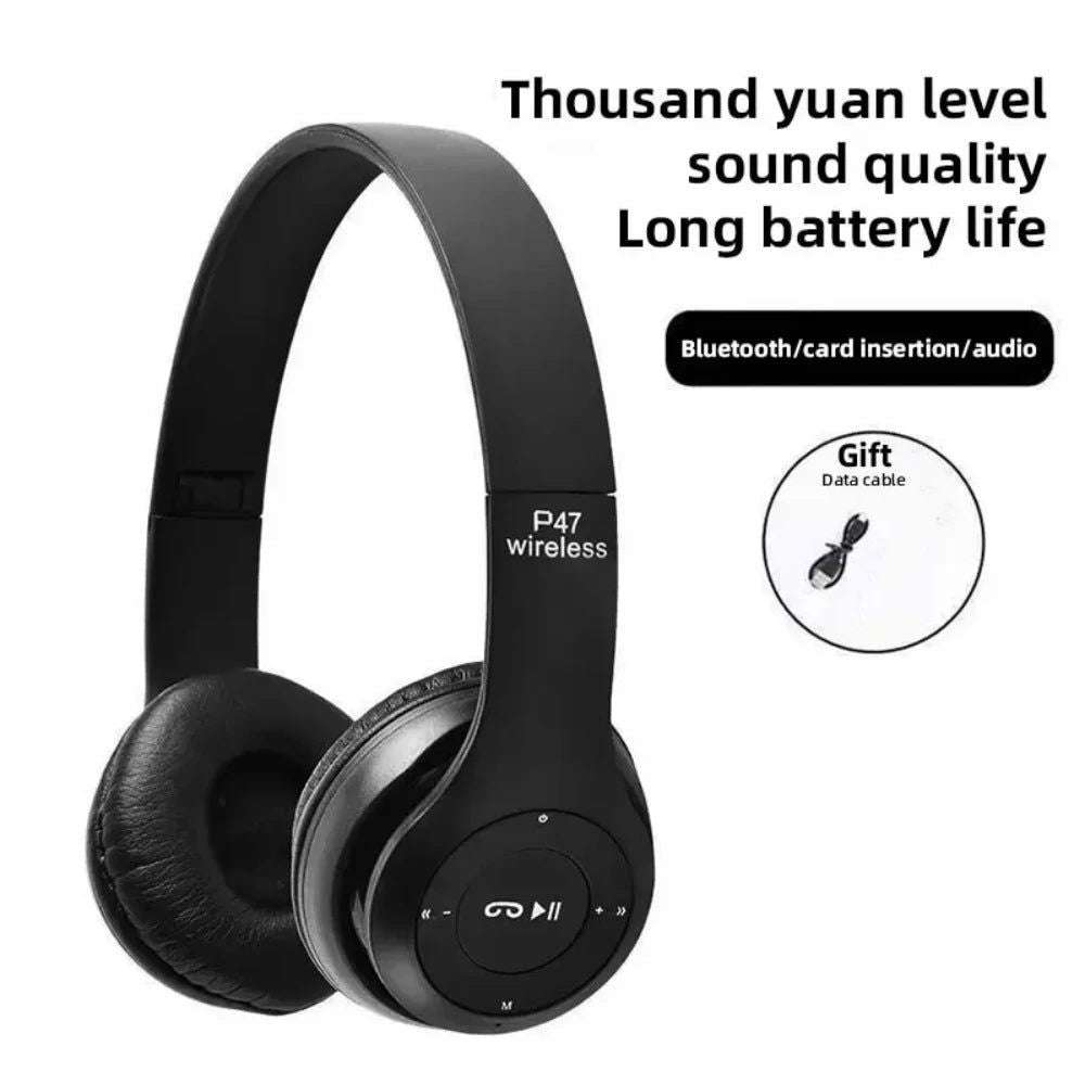 P47 Wireless Bluetooth Headphone With Microphone Foldable Headsets Bass HiFi Sound Music Stereo Earphone For Smartphones TV Game - olympicfangear