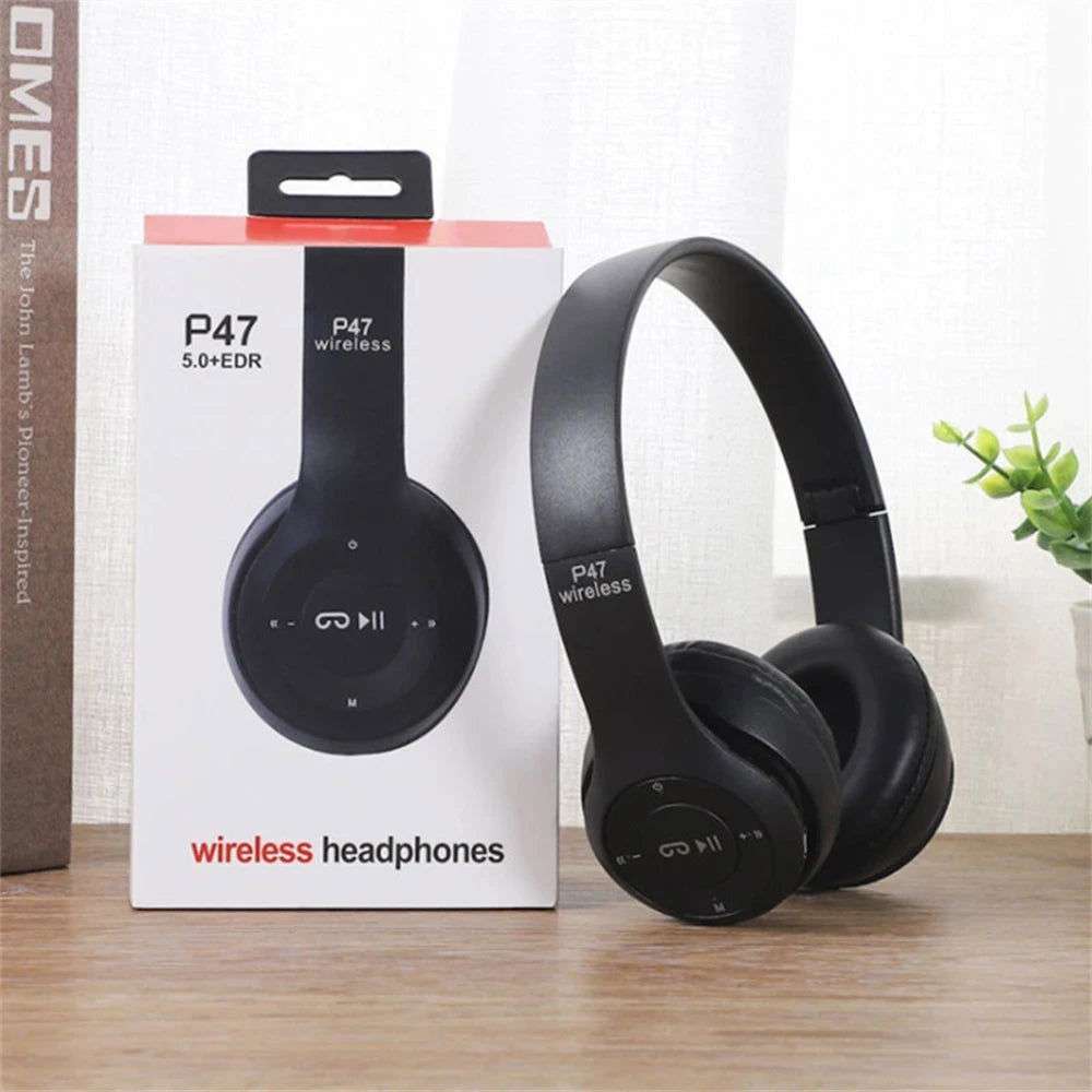 P47 Wireless Bluetooth Headphone With Microphone Foldable Headsets Bass HiFi Sound Music Stereo Earphone For Smartphones TV Game - olympicfangear
