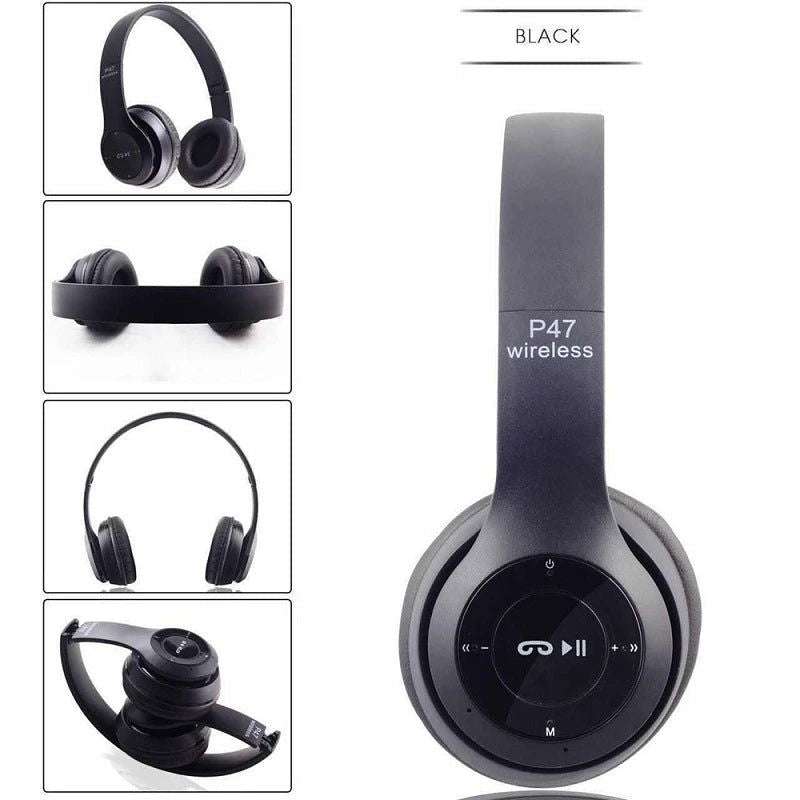 P47 Wireless Bluetooth Headphone With Microphone Foldable Headsets Bass HiFi Sound Music Stereo Earphone For Smartphones TV Game - olympicfangear