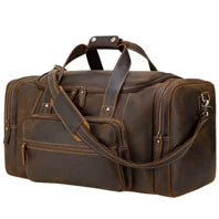 Genuine Leather Vintage Waxed Canvas Men's Travel Bag Large Duffel Weekend Overnight Carry-On Luggage