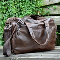 Genuine Leather Vintage Waxed Canvas Men's Travel Bag Large Duffel Weekend Overnight Carry-On Luggage - olympicfangear