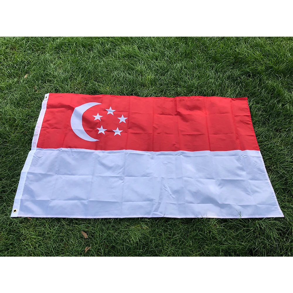 Singapore flag 90X150cm High Quality Polyester Fabrics Lion City SG SGP Republic Singapore Flag hanging flag  for decoration