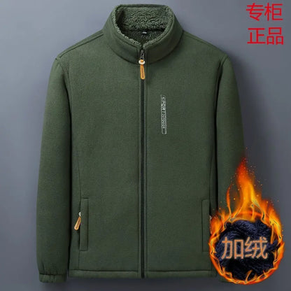 Men's Winter Fleece Jacket Lightweight Windproof Warm Zipper Cardigan for Outdoor Casual Polar Thickened Coat