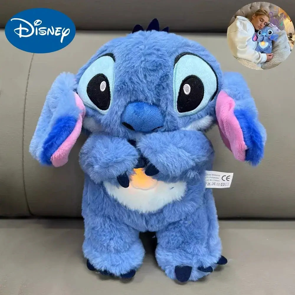 Disney Plush Doll Stitch Toy Kawaii Light Child Playmate Breathing Bear for Soothing Music Sleep Ideal Gift for Kids - olympicfangear