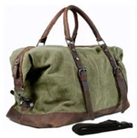 Vintage Military Canvas Leather Men's Travel Bag Large Weekend Overnight Duffel with Two Zipper Expansion Pockets - olympicfangear