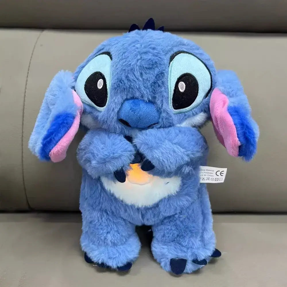 Disney Plush Doll Stitch Toy Kawaii Light Child Playmate Breathing Bear for Soothing Music Sleep Ideal Gift for Kids - olympicfangear