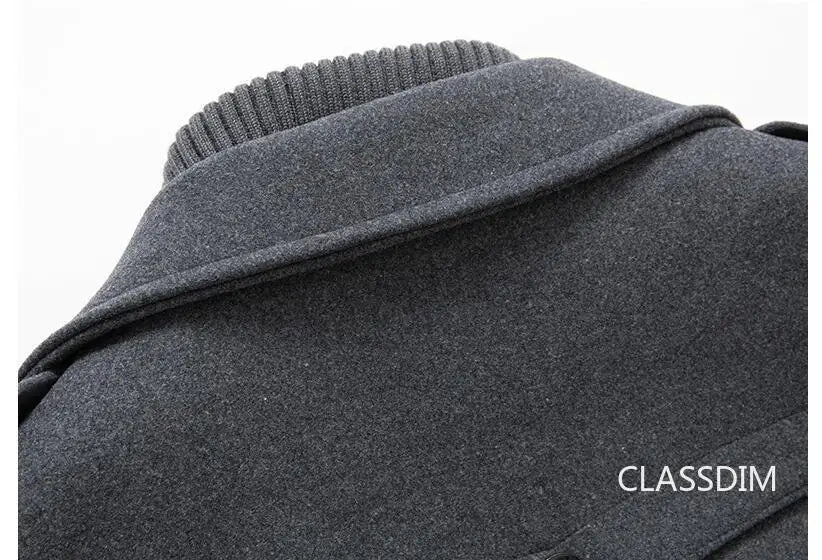 High Quality Men's Winter Trench Coats Casual Business Cashmere Wool Blends Overcoats Jackets