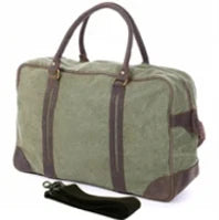 Vintage Military Canvas Leather Men's Travel Bag Large Weekend Overnight Duffel with Two Zipper Expansion Pockets - olympicfangear