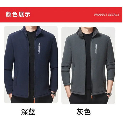 Men's Winter Fleece Jacket Lightweight Windproof Warm Zipper Cardigan for Outdoor Casual Polar Thickened Coat