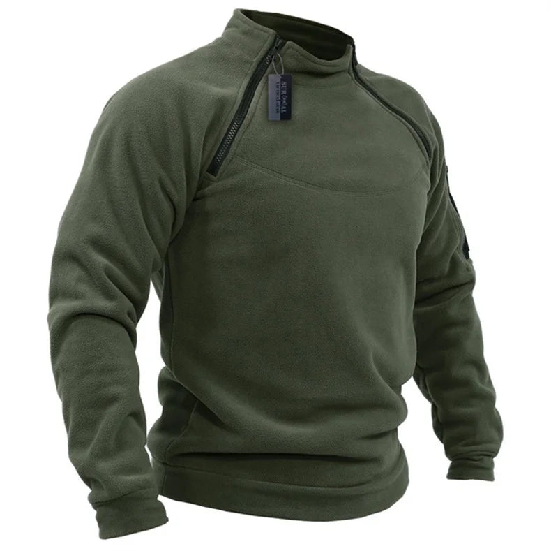 Men's Tactical Polar Fleece Jacket Warm Zipper Pullover Windproof Thermal Hiking Camping Sweater Outdoor Hunting Clothes