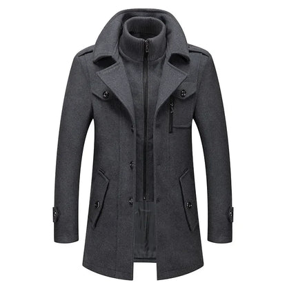 High Quality Men's Winter Trench Coats Casual Business Cashmere Wool Blends Overcoats Jackets