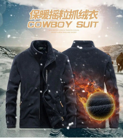 Men's Winter Fleece Jacket Lightweight Windproof Warm Zipper Cardigan for Outdoor Casual Polar Thickened Coat