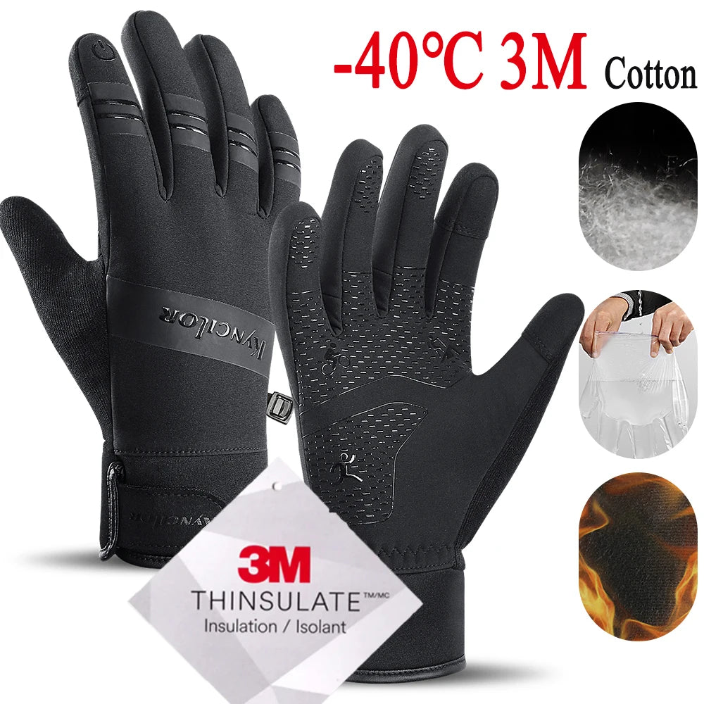 Winter Cycling Gloves for Outdoor Sports Waterproof Windproof Touch Screen Motorcycle Ski Running Gloves - olympicfangear