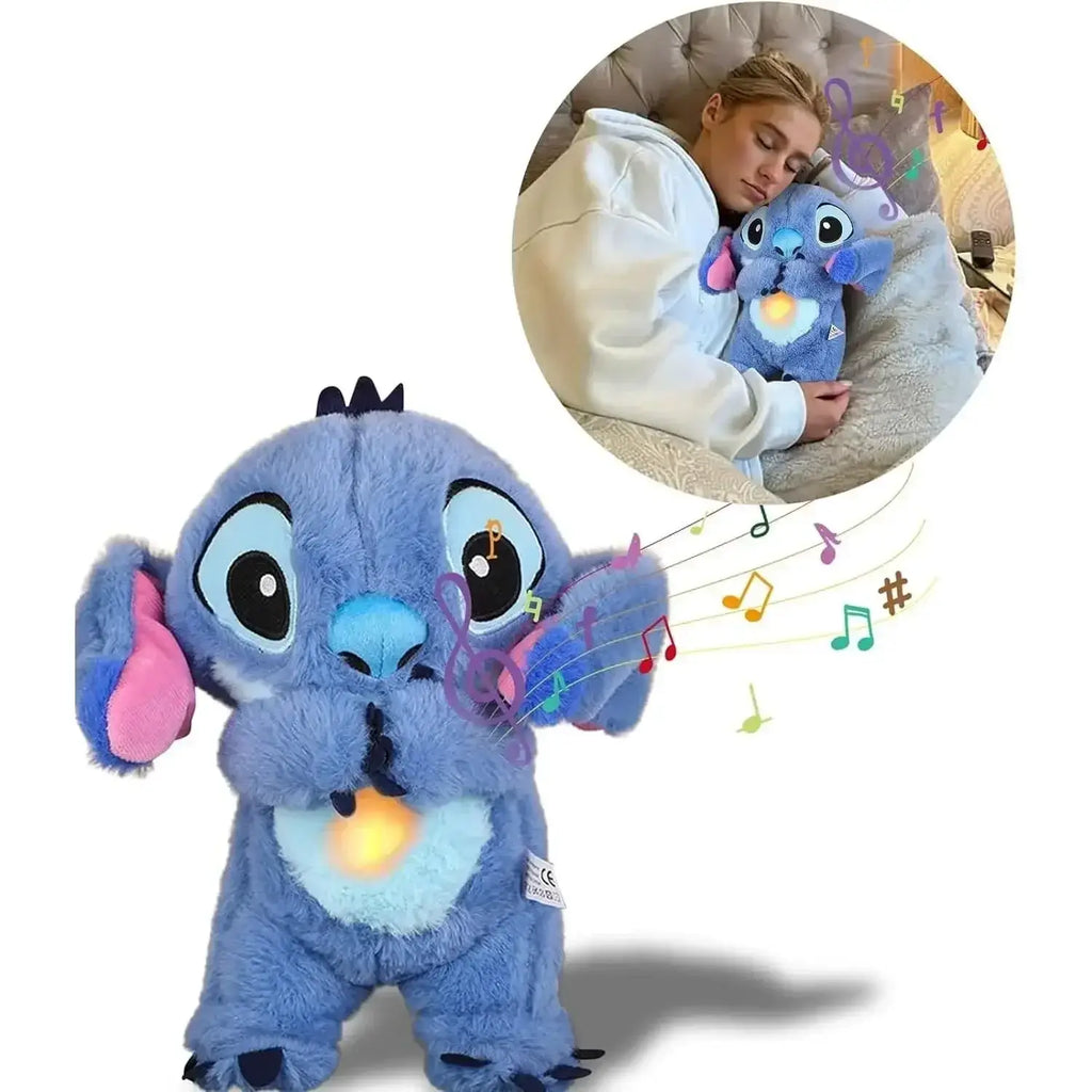Disney Plush Doll Stitch Toy Kawaii Light Child Playmate Breathing Bear for Soothing Music Sleep Ideal Gift for Kids - olympicfangear