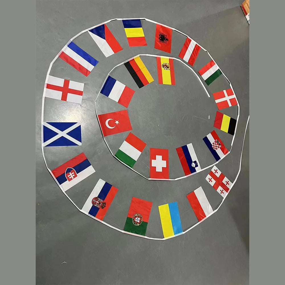 Europe Countries Flag 24pcs Euro Cup Country Flag Bunting National String Flags Banner Football Event Garlands decor